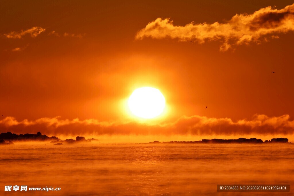 海上壮丽日落美景