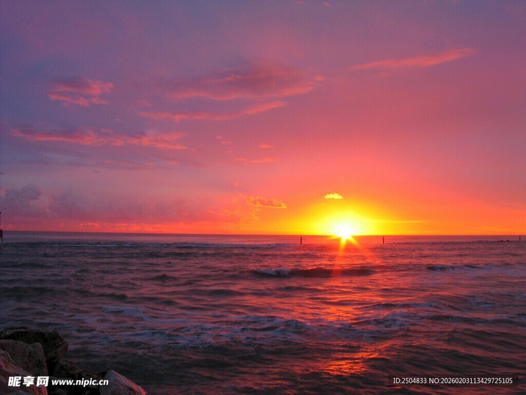 海边壮丽日落美景
