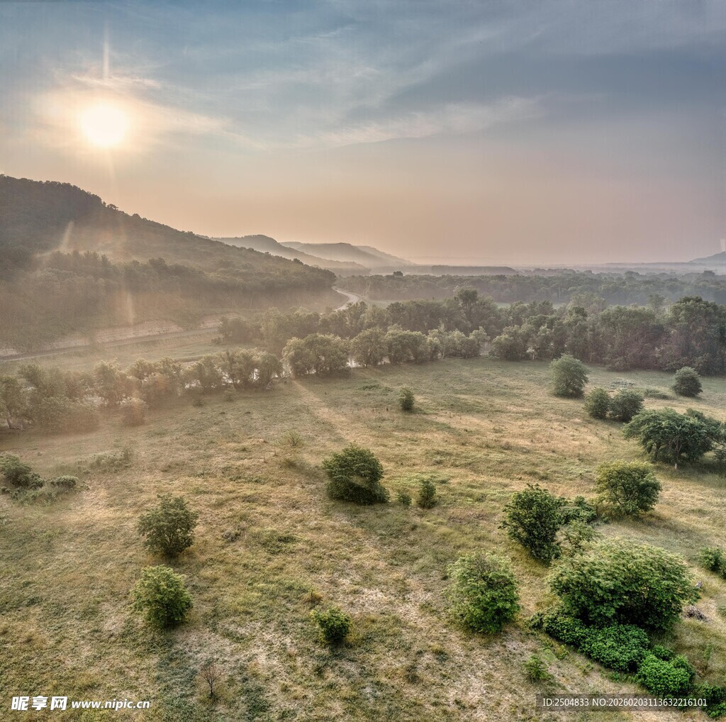 日出下的广袤原野风光