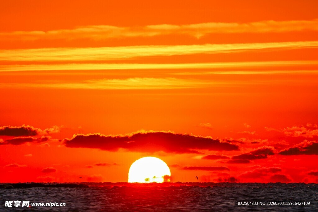 海上壮丽日落美景
