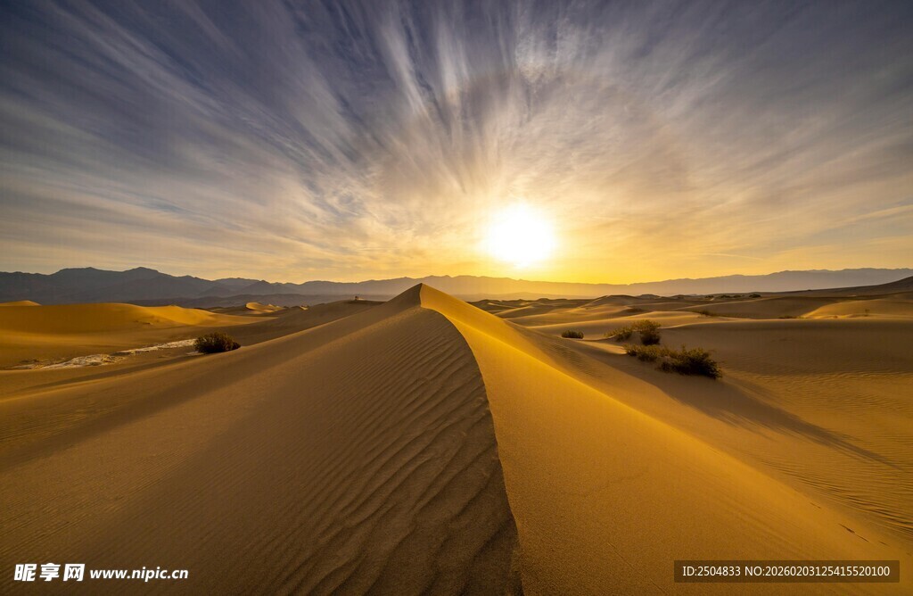  漠日出壮丽景观