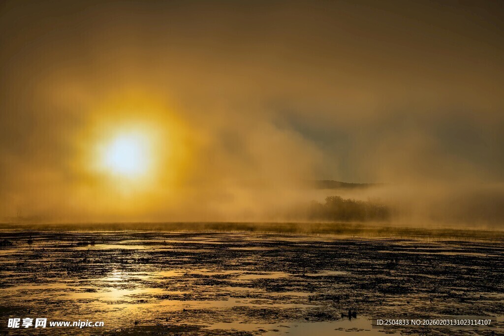 夕阳下的壮阔海面景观