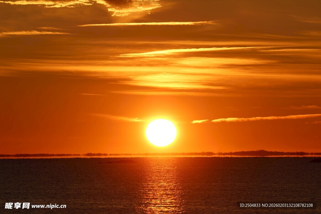 海上壮丽日落美景