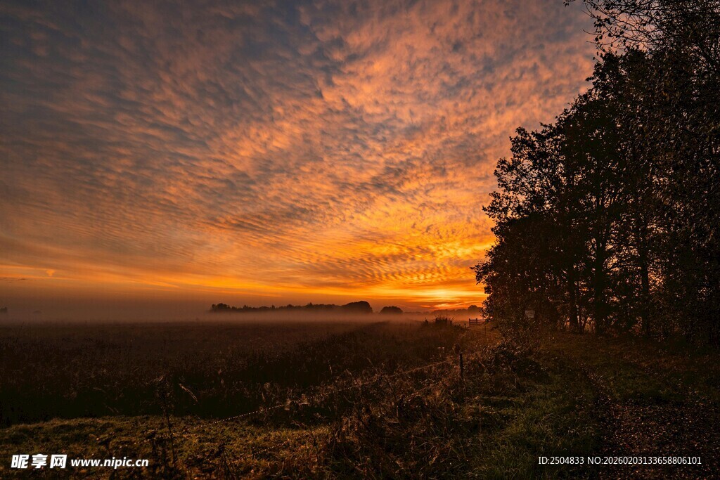 日落时分的绚烂自然景观
