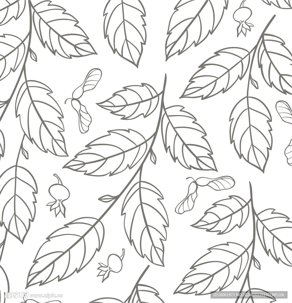 手绘植物叶片图案背景