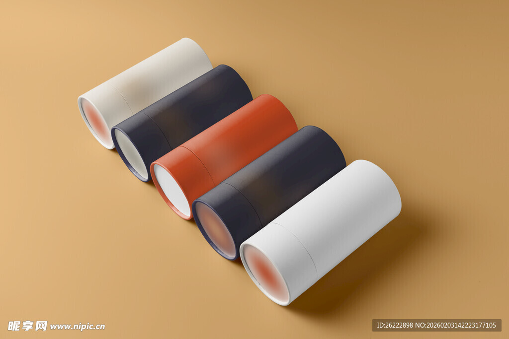 多彩直筒整齐排列样机