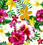 数码印花 热带花 热带叶子 衬