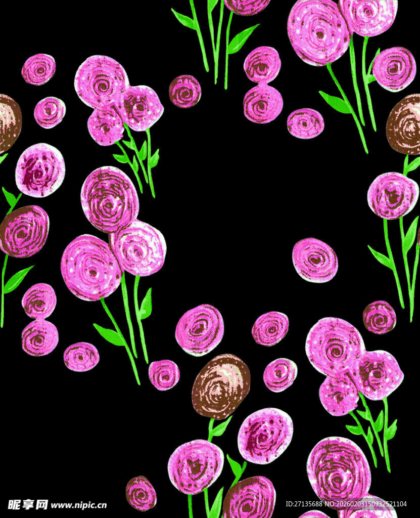 碎花 花枝 花卉数码印花