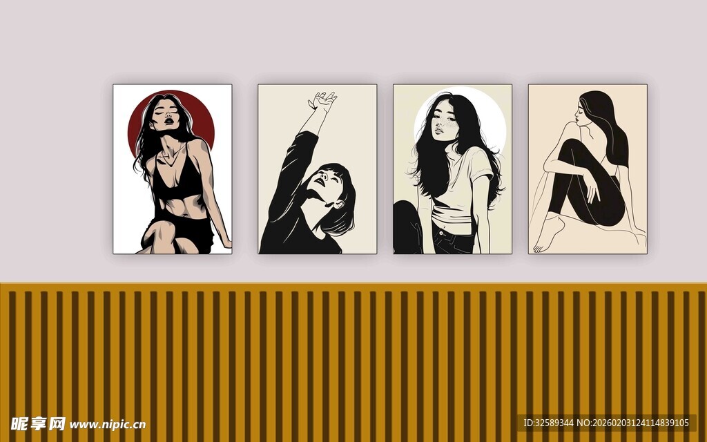 复古风格人物艺术插画