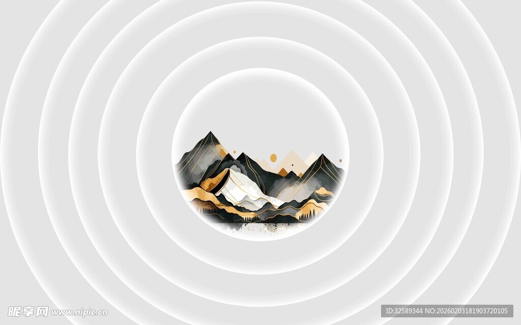 抽象圆形图案中的物体组合