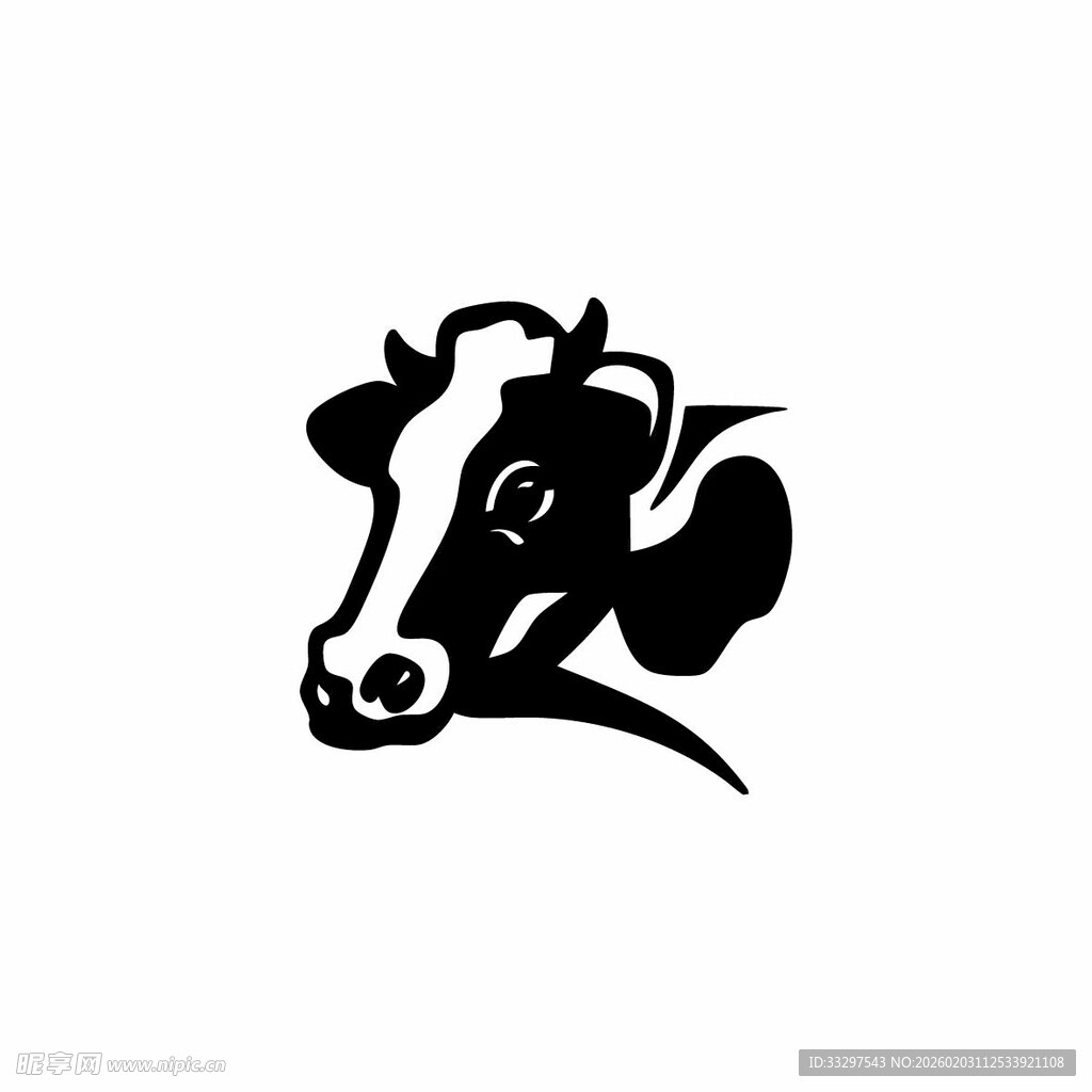 简约奶牛头像标志设计