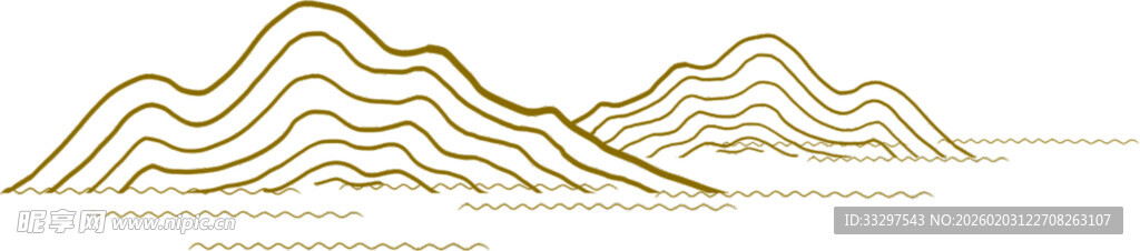 金色山峦线条图案