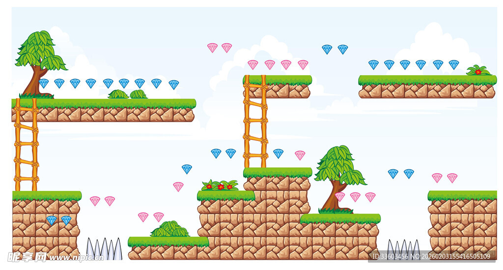 复古风格横版跳跃游戏场景