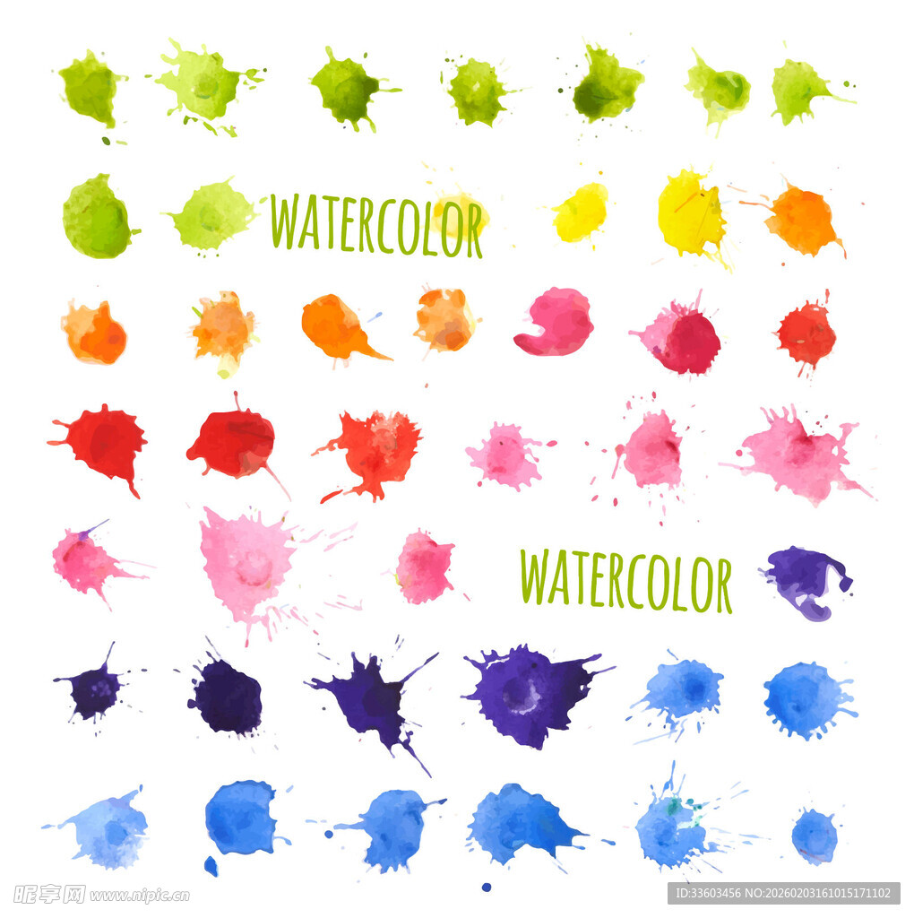 多彩水彩墨迹图案集合