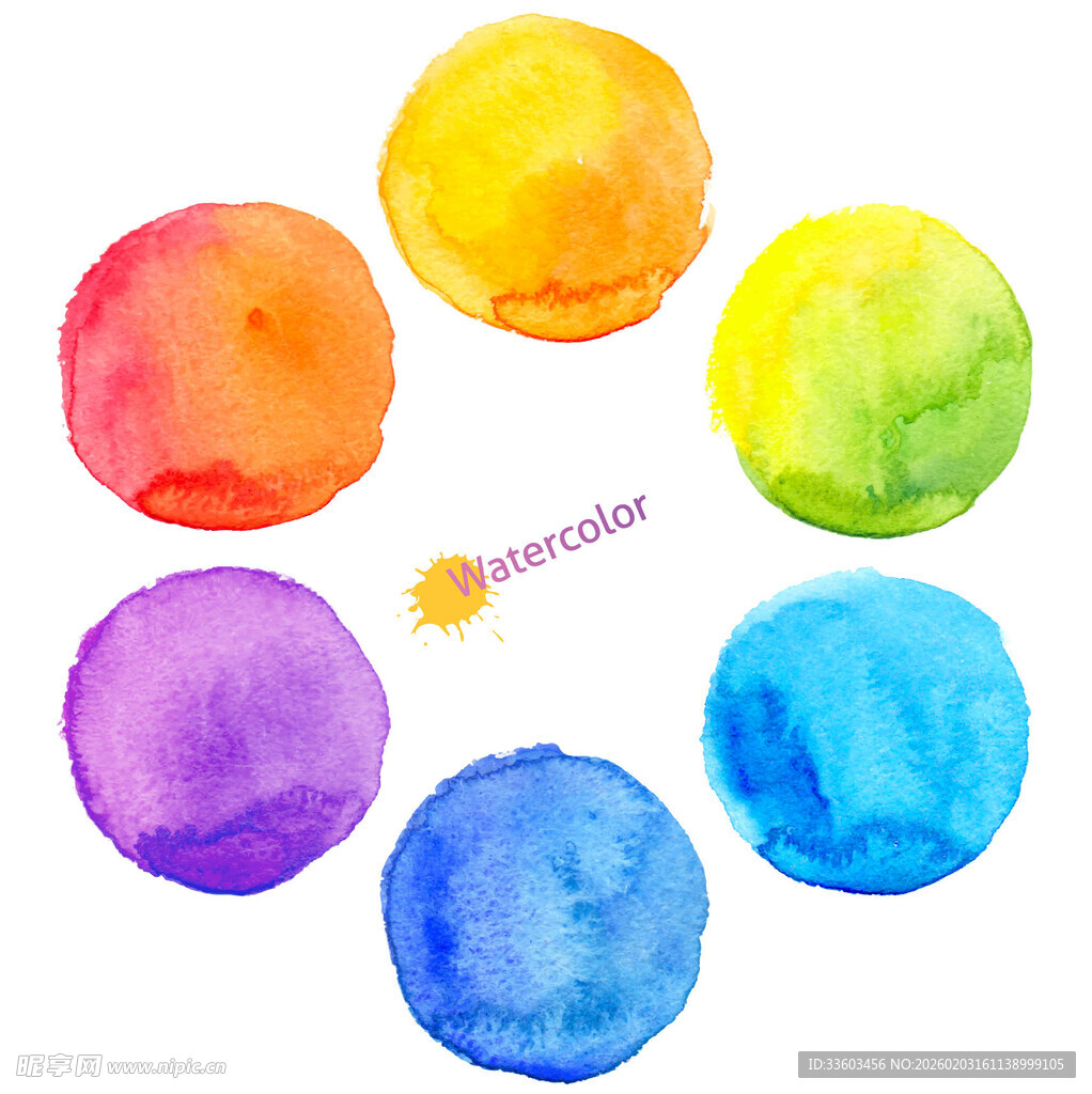 多彩水彩圆形图案集合