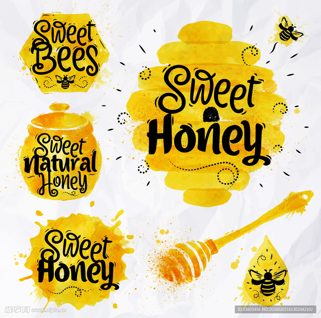 甜蜜蜂蜜元素设计素材