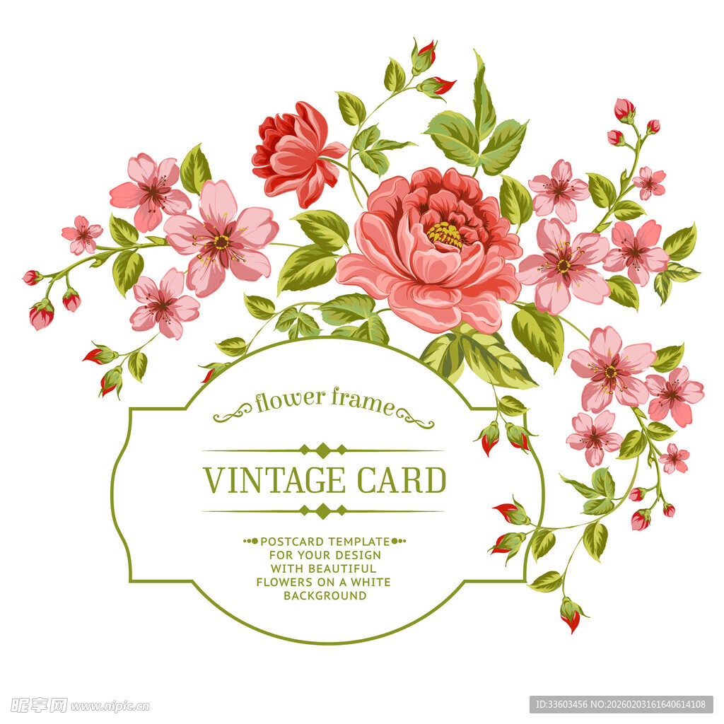 复古花卉贺卡设计