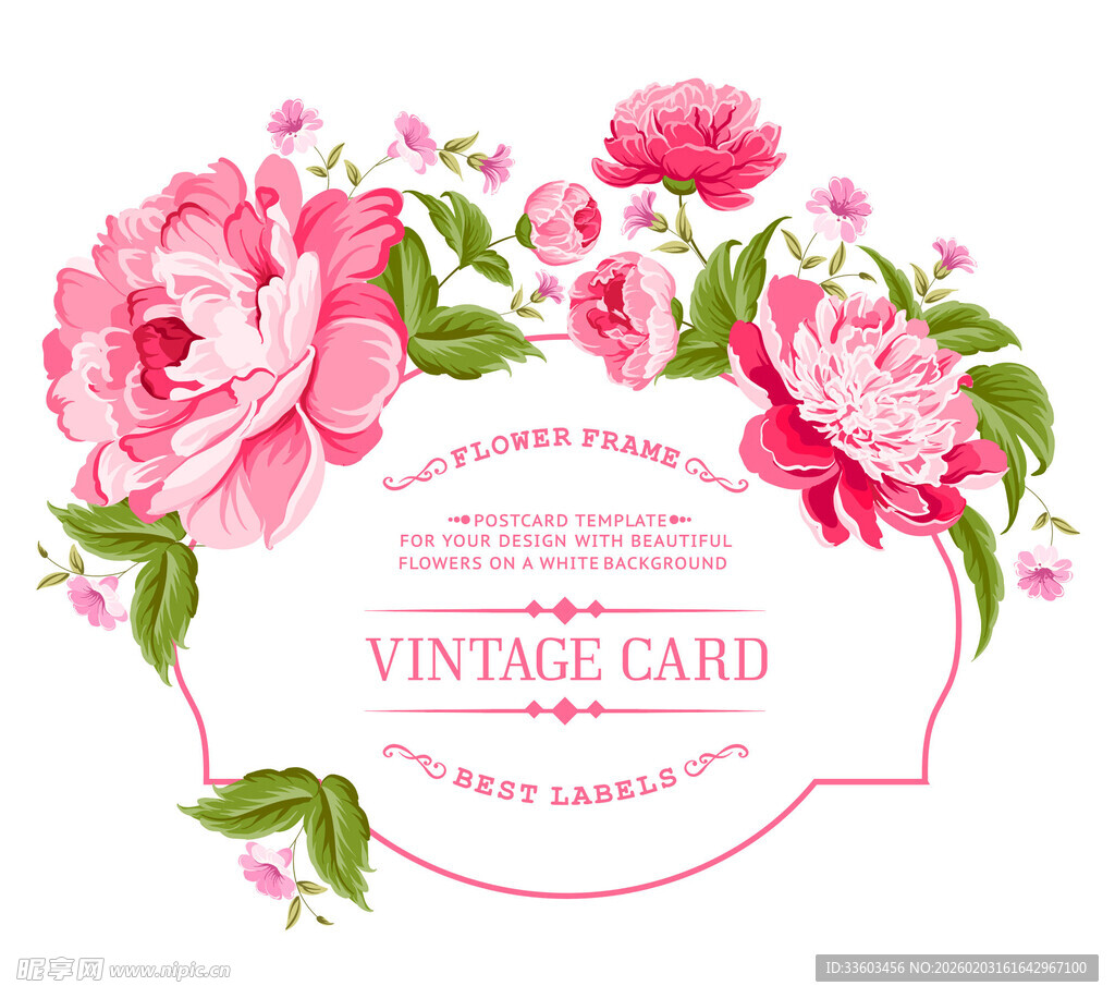 复古花卉贺卡设计