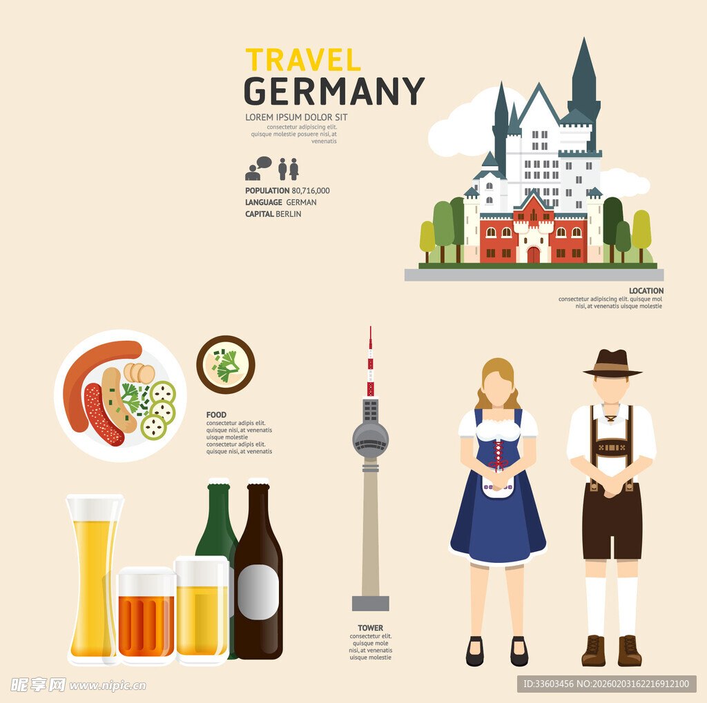德国旅行元素插画