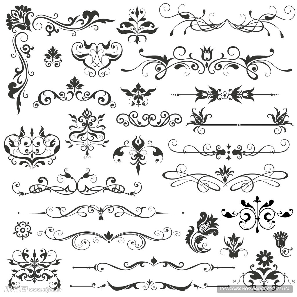 复古花纹装饰元素集合