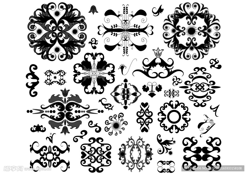 复古黑白花纹装饰图案集