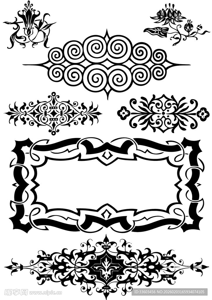 复古装饰花纹图案集合