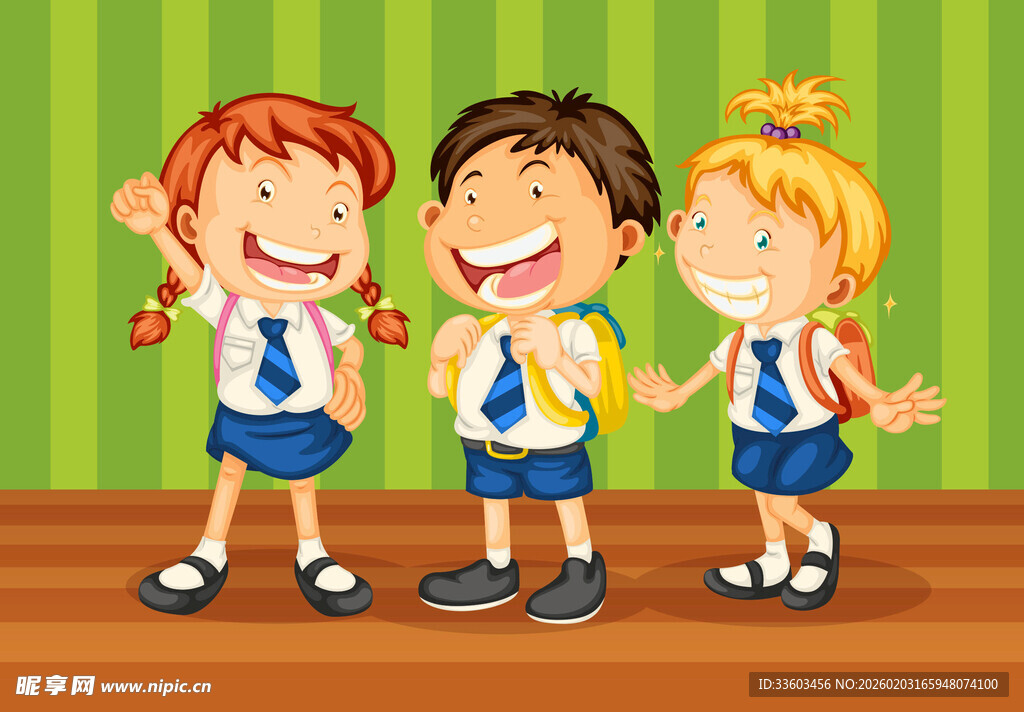 欢快的校园孩童