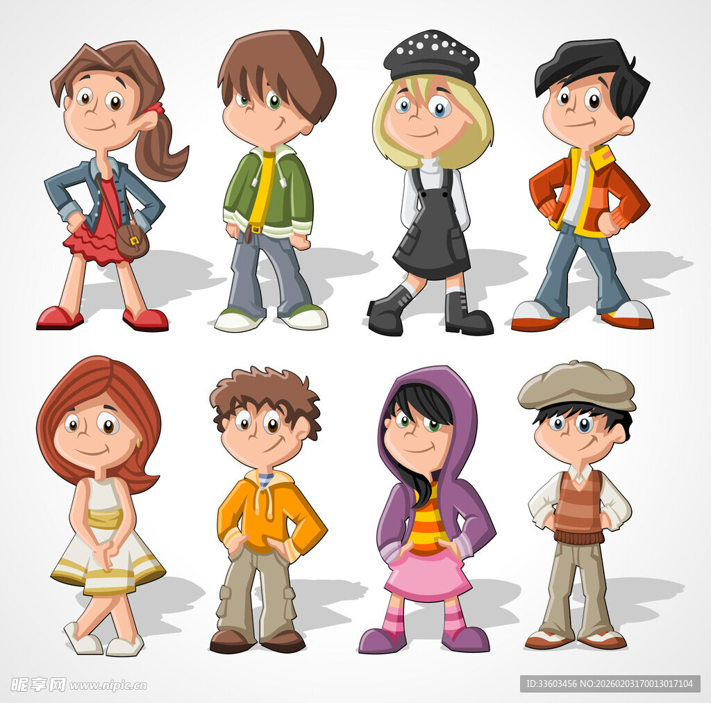 多样风格的卡通儿童形象