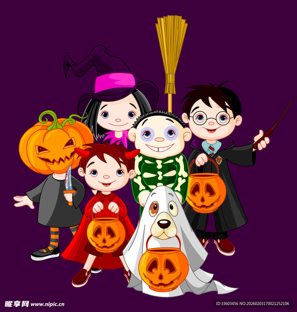 欢乐的万圣节儿童装扮派对