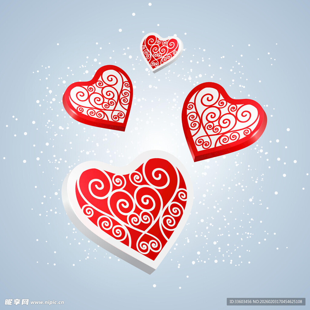 红色爱心图案背景装饰