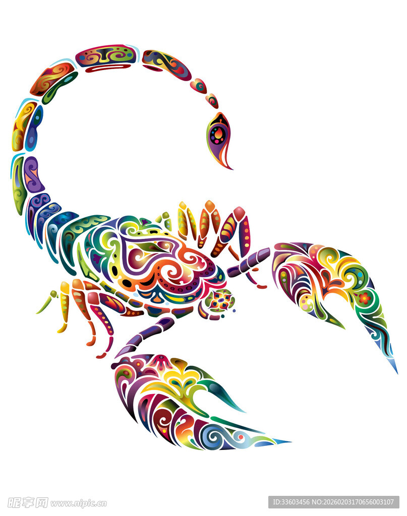 彩色抽象风格蝎子图案