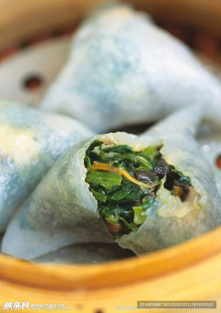 翡翠蔬菜蒸饺