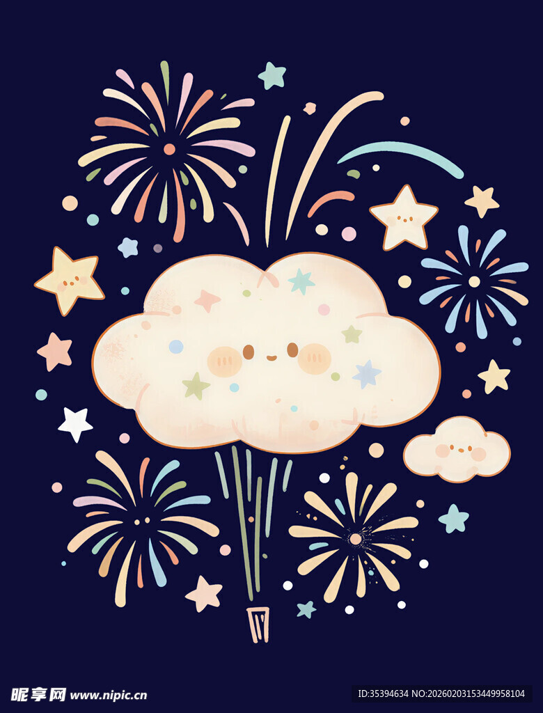 梦幻云朵烟花图案