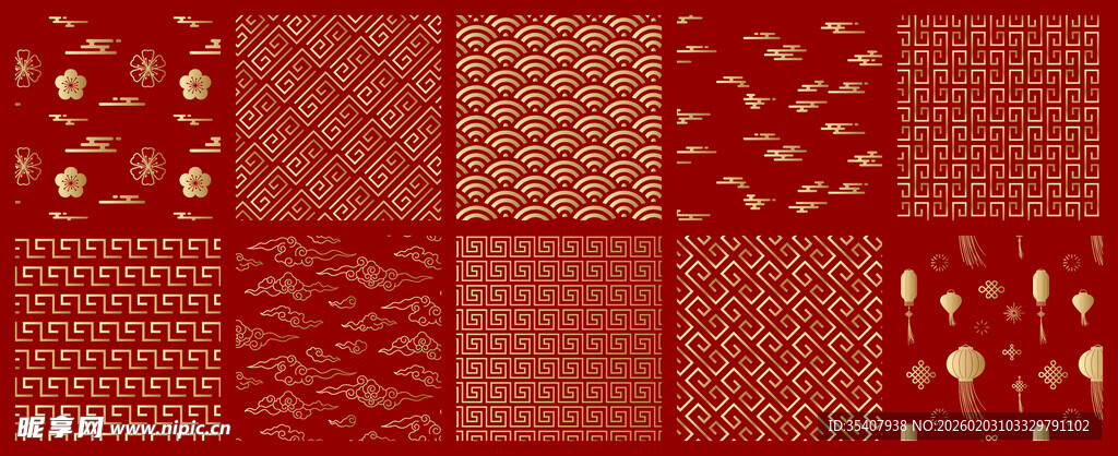 红色喜庆花纹图