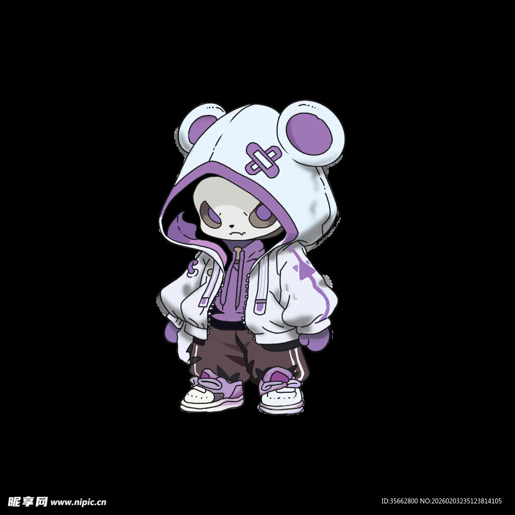 可爱紫白小熊装扮卡通角色