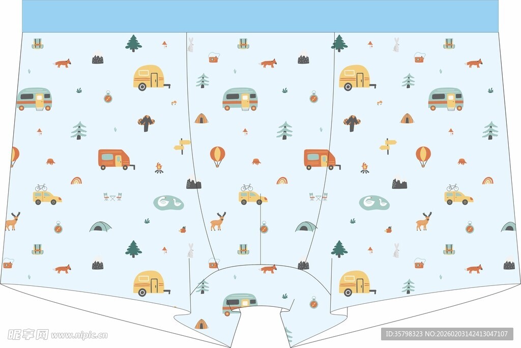 儿童男童卡通图案婴儿蓝色短裤