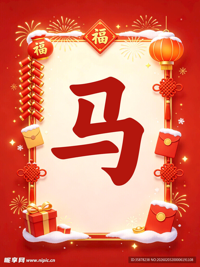 马字春节装饰图可乐瓶贴闯关卡