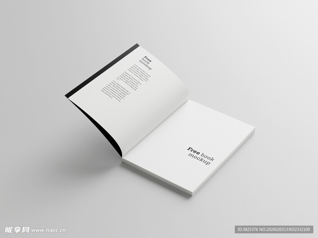 翻开的空白笔记本展示样机