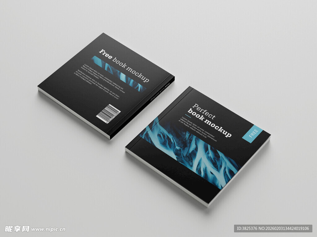 黑色封面正方形书籍画册展示样机