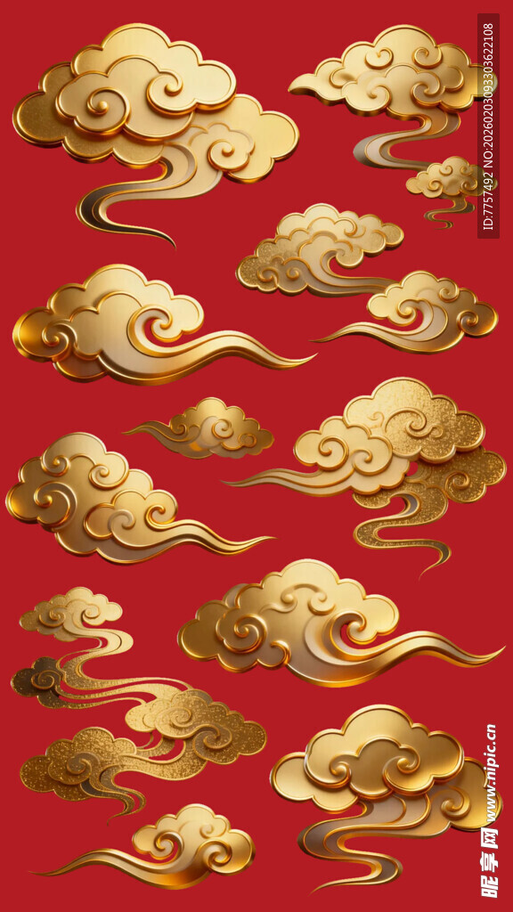 中式金色祥云图案集合