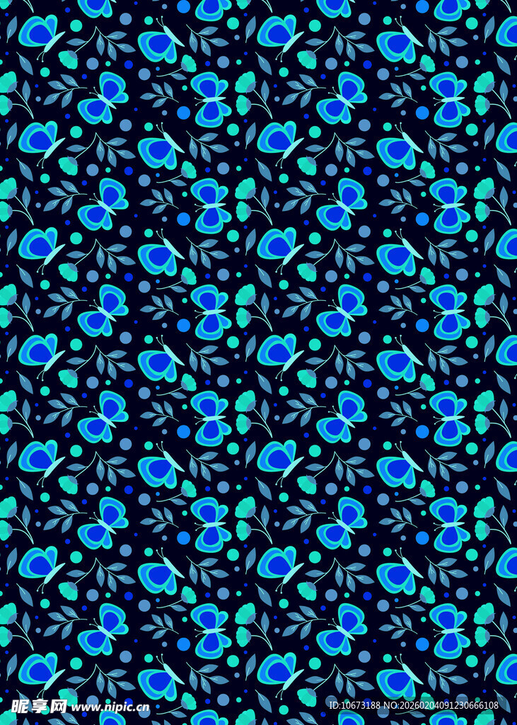 蓝色花卉图案背景纹理