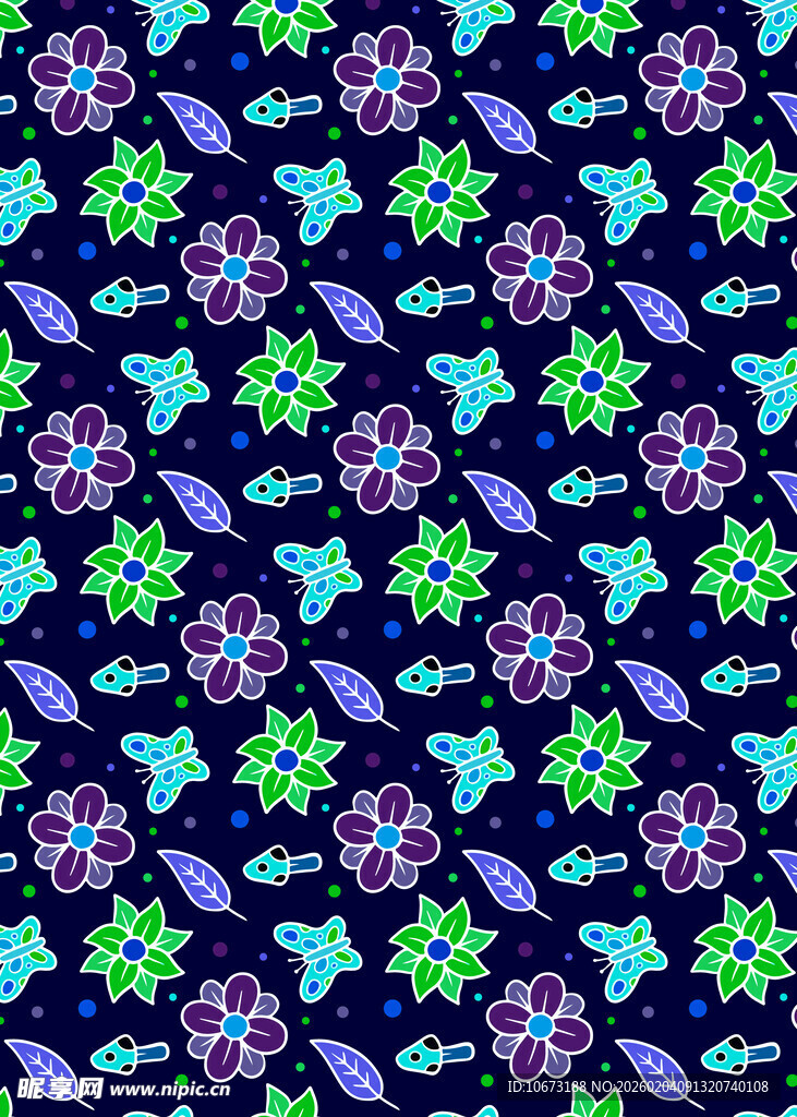 多彩花卉图案背景纹理