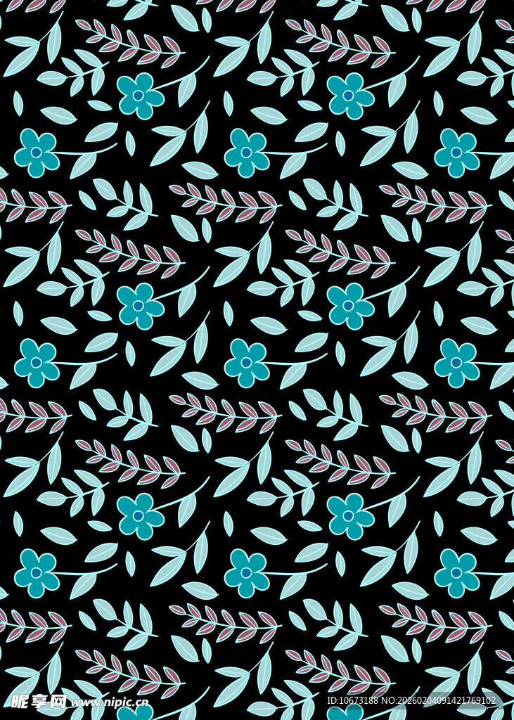 蓝黑花卉图案纹理背景