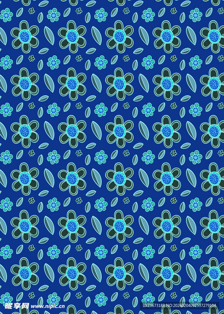 蓝色花卉几何图案背景