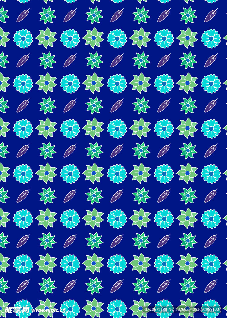 蓝色花卉几何图案背景