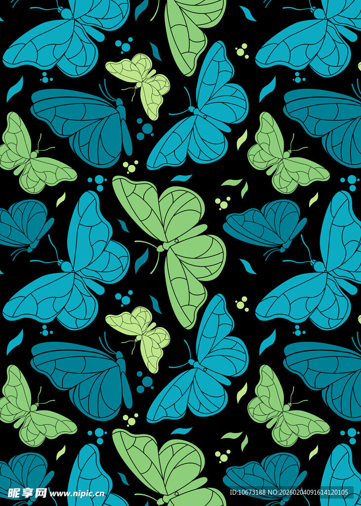 蓝绿蝴蝶图案背景