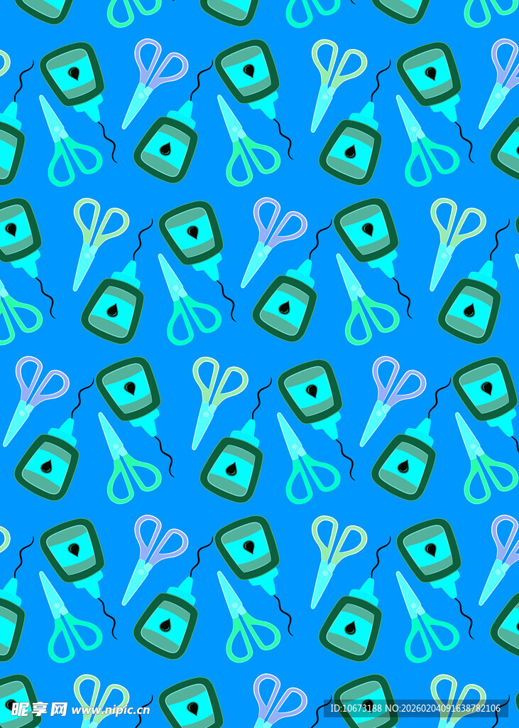 蓝色海怪图案无缝背景