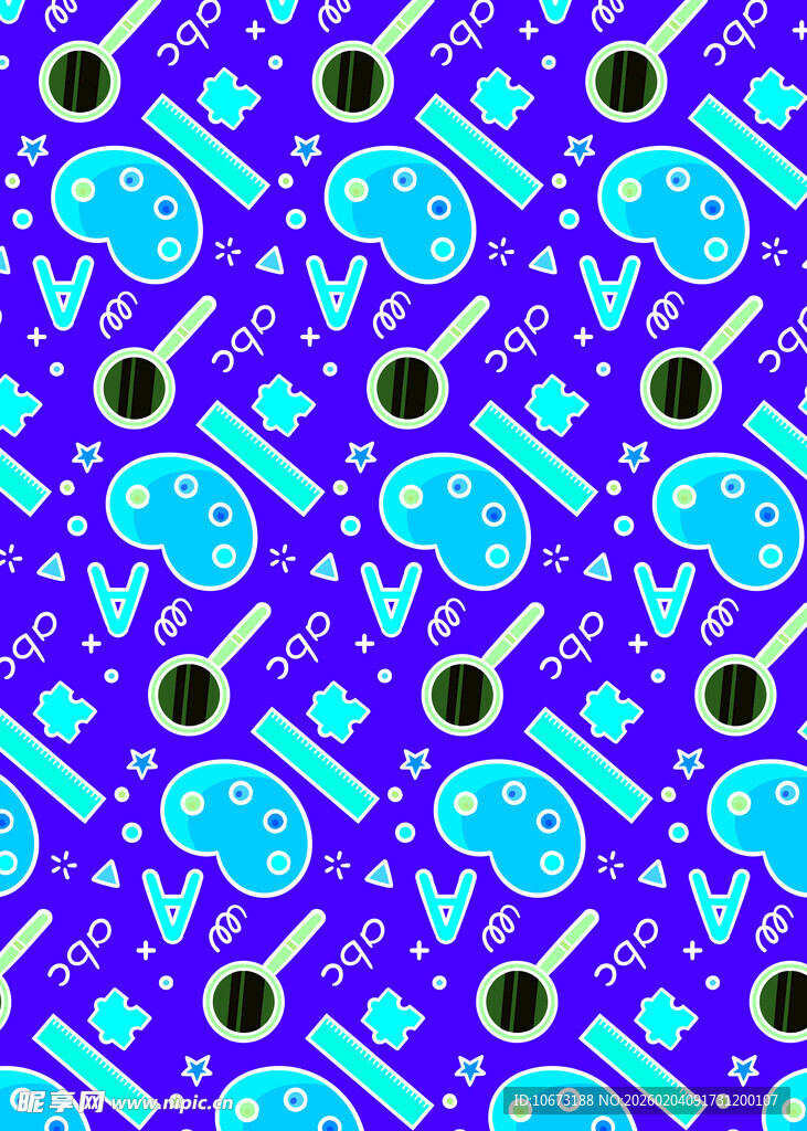 蓝色艺术元素无缝图案