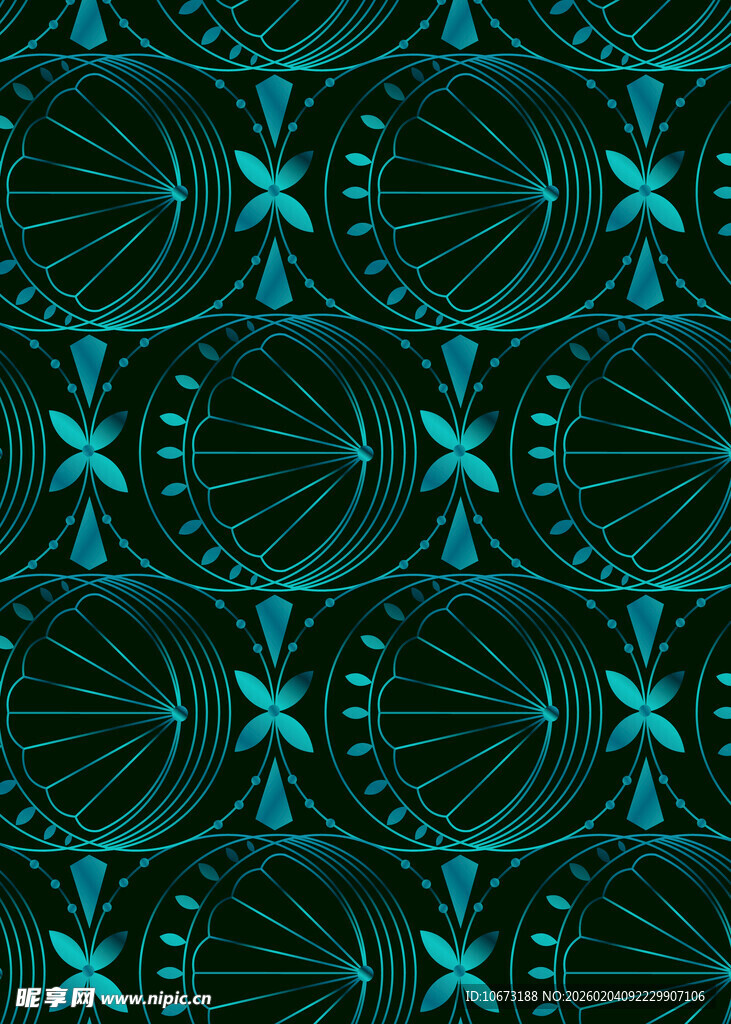蓝绿色几何花纹图案背景