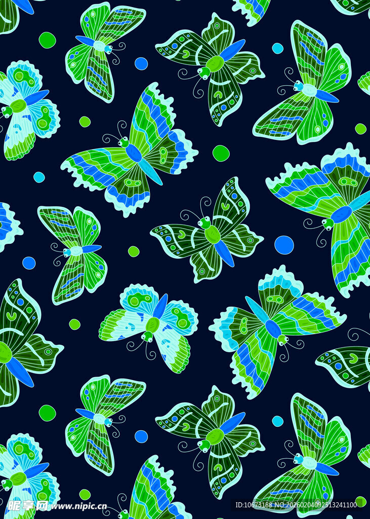 蓝绿蝴蝶图案背景纹理